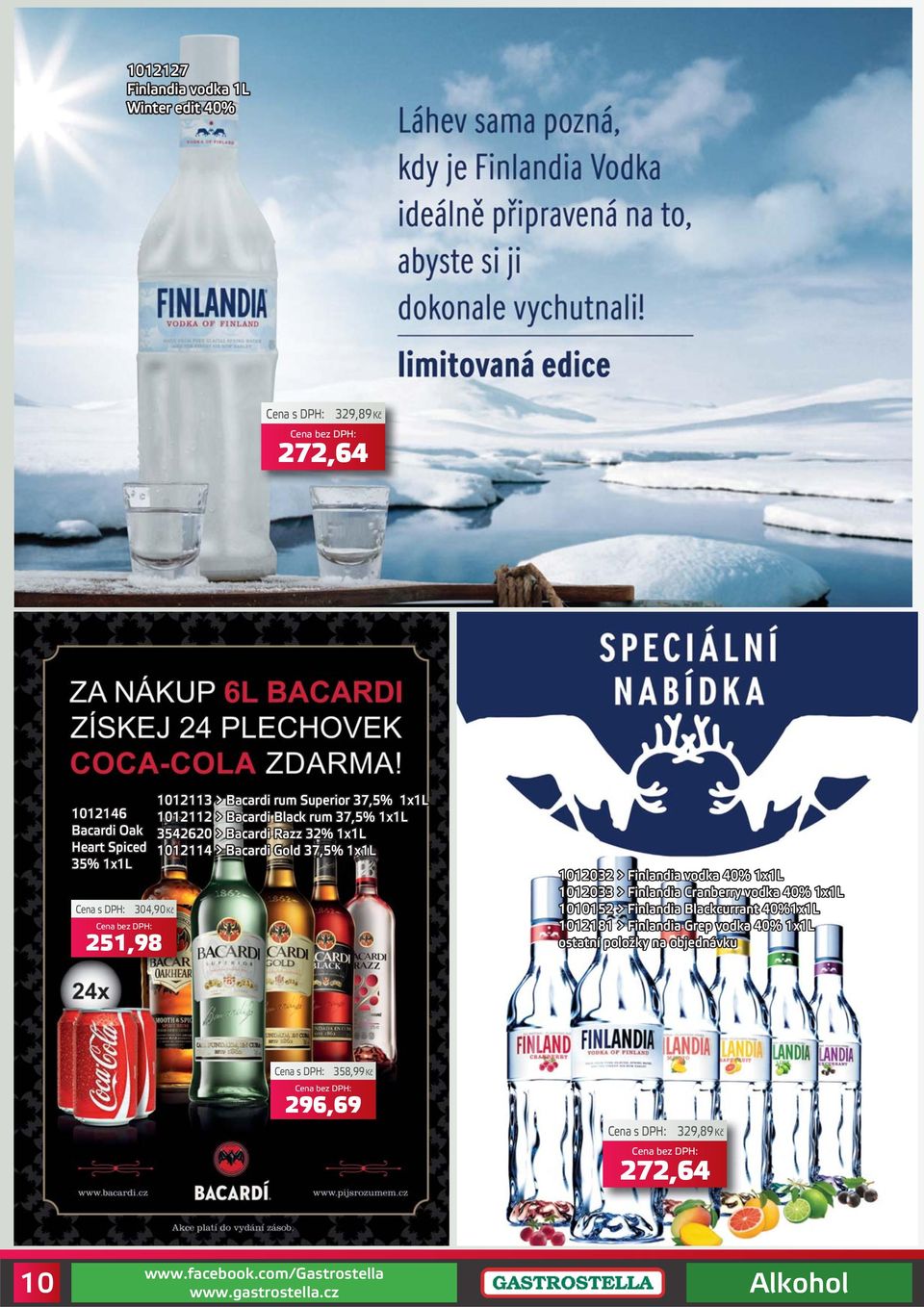 1x1L 304,90Kč 251,98 1012032 > Finlandia vodka 40% 1x1L 1012033 > Finlandia Cranberry vodka 40% 1x1L 1010152 > Finlandia