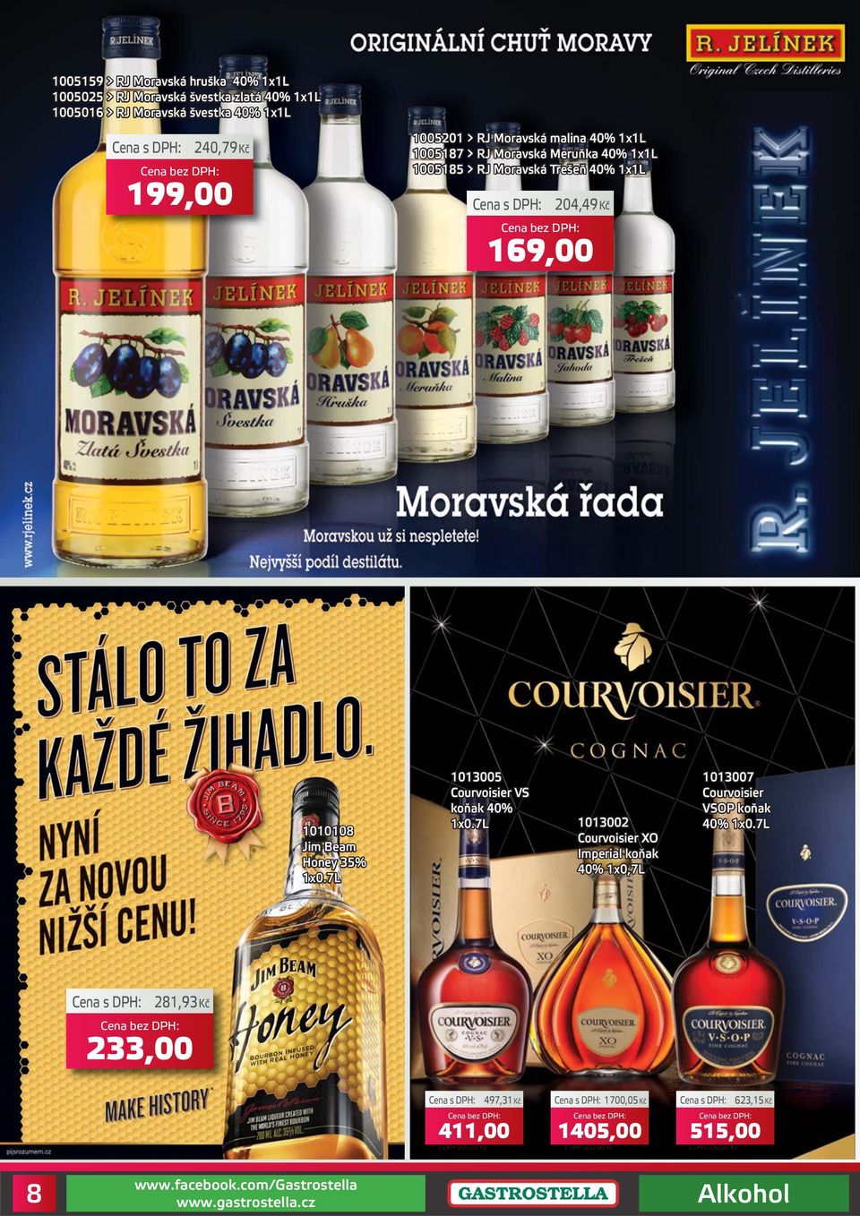1x1L 204,49Kč 169,00 1010108 Jim Beam Honey 35% 1x0.7L 1013005 Courvoisier VS koňak 40% 1x0.