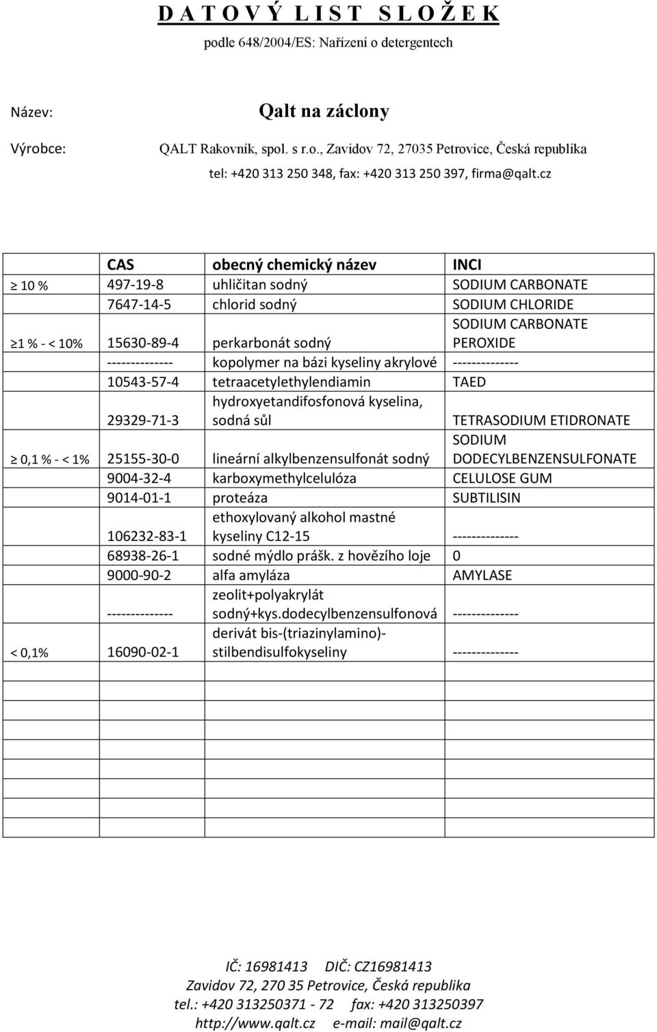 lineární alkylbenzensulfonát sodný 9004-32-4 karboxymethylcelulóza CELULOSE GUM 106232-83-1 68938-26-1 sodné mýdlo prášk.
