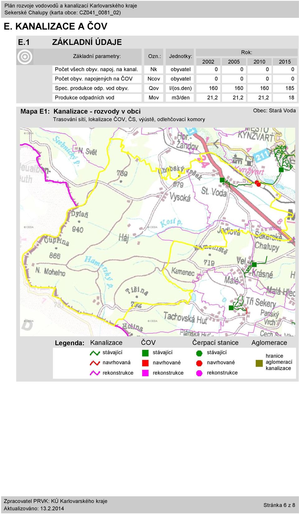 den) 16 16 16 185 Produkce odpadních vod Mov m3/den 21,2 21,2 21,2 18 Mapa E1: Kanalizace - rozvody v obci Trasování sítí, lokalizace ČOV, ČS, výústě,