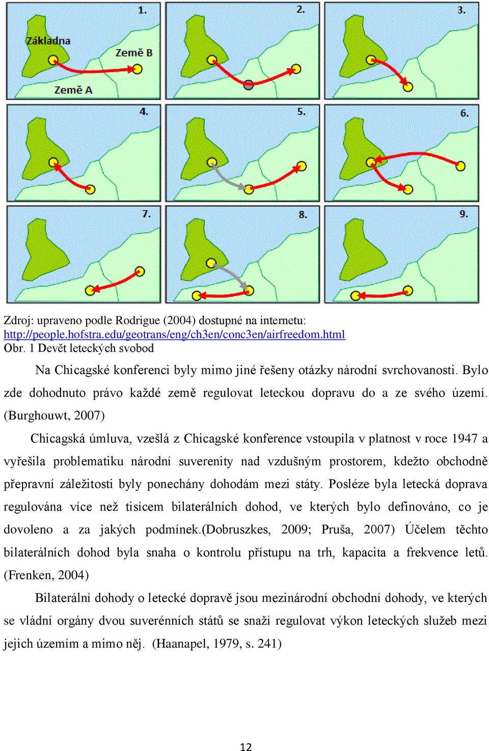 (Burghouwt, 2007) Chicagská úmluva, vzešlá z Chicagské konference vstoupila v platnost v roce 1947 a vyřešila problematiku národní suverenity nad vzdušným prostorem, kdežto obchodně přepravní