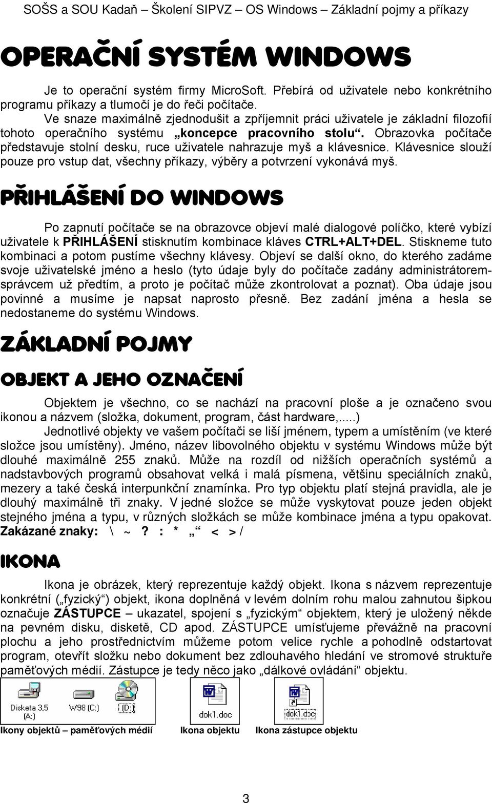Obrazvka pčítače představuje stlní desku, ruce uživatele nahrazuje myš a klávesnice. Klávesnice služí puze pr vstup dat, všechny příkazy, výběry a ptvrzení vyknává myš.