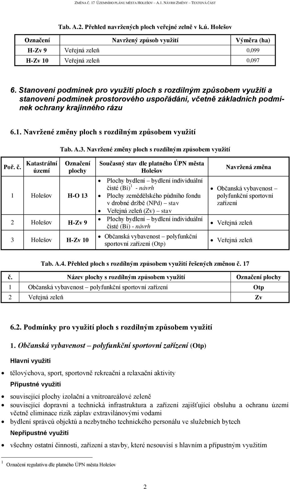 Navržené změny ploch s rozdílným způsobem využití Tab. A.3. Navržené změny ploch s rozdílným způsobem využití Poř. č.