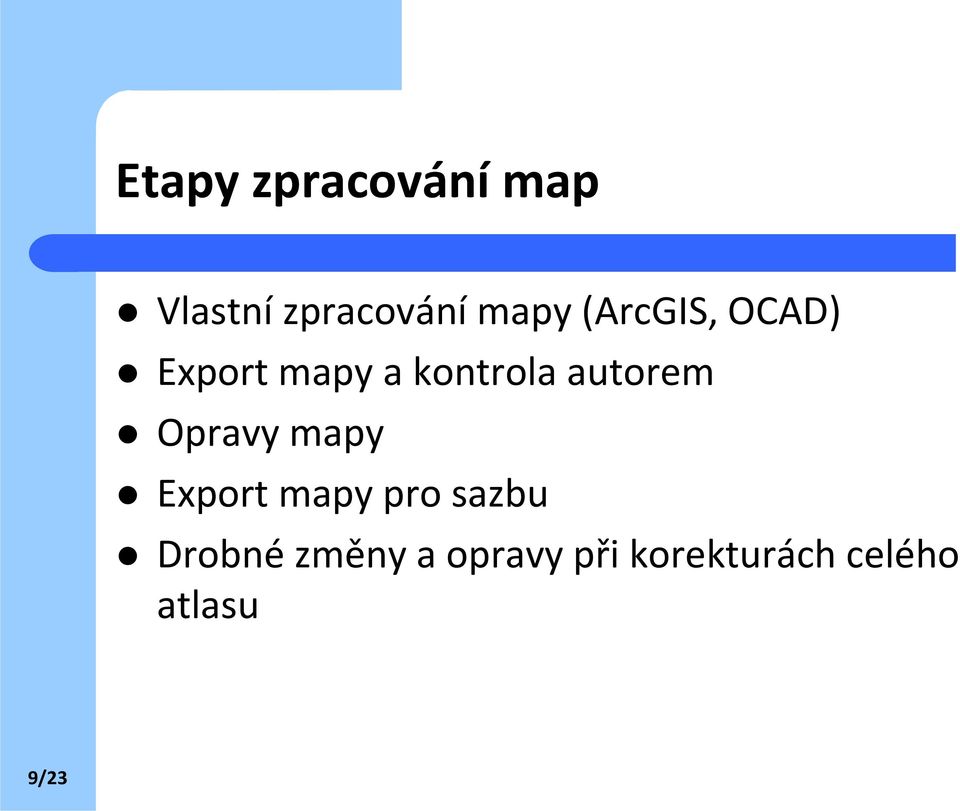 Opravy mapy Export mapy pro sazbu Drobné