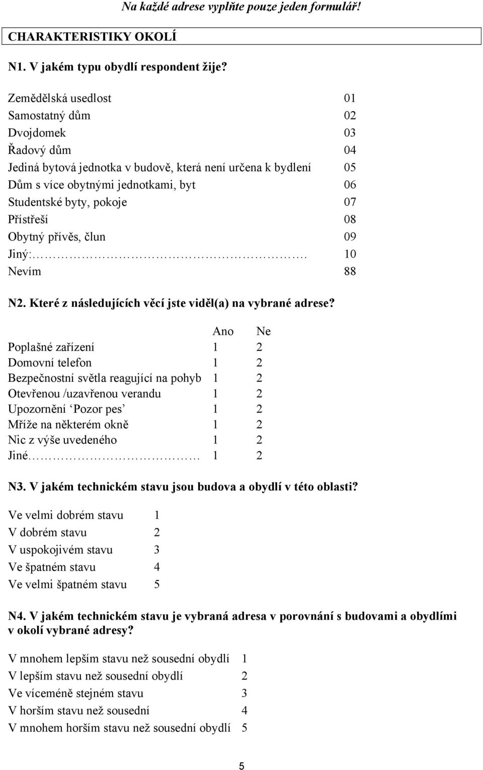 přívěs, člun 9 Jiný:. Nevím N. Které z následujících věcí jste viděl(a) na vybrané adrese?