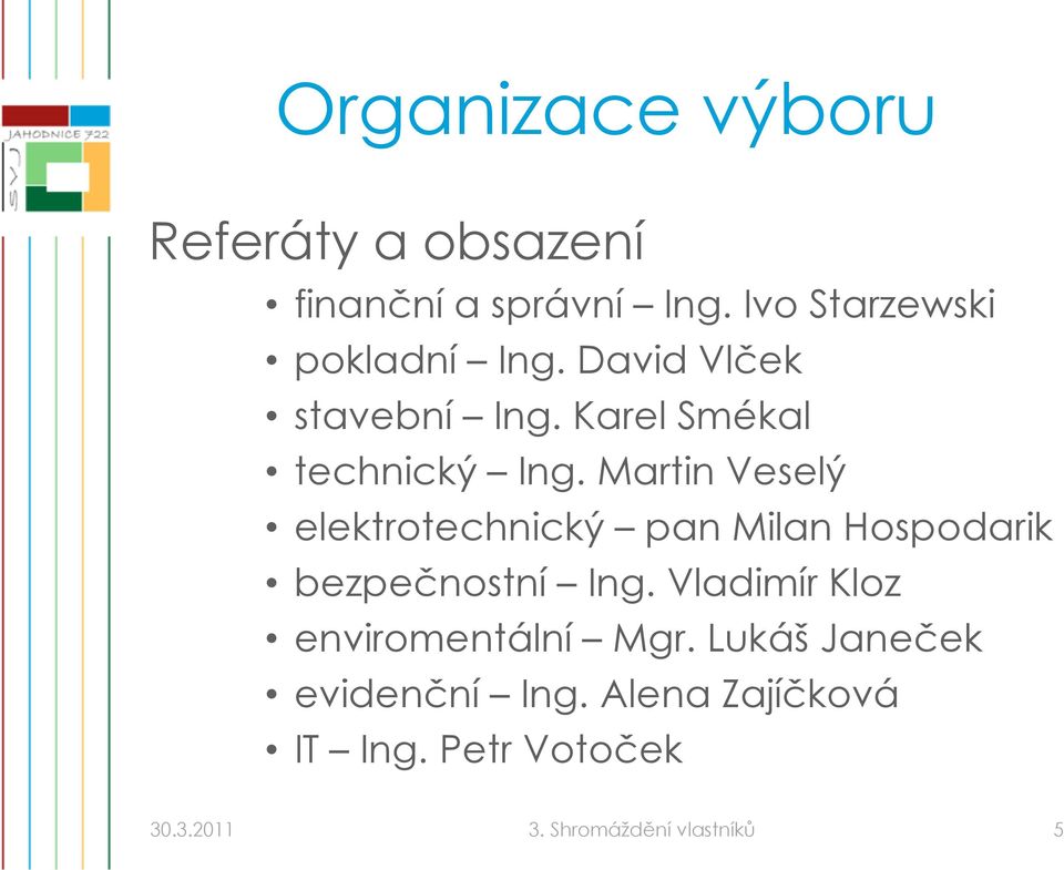 Martin Veselý elektrotechnický pan Milan Hospodarik bezpečnostní Ing.