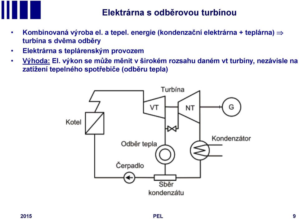 Elektrárna s teplárenským provozem Výhoda: El.