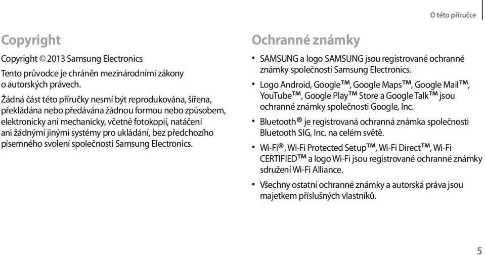 ukládání, bez předchozího písemného svolení společnosti Samsung Electronics. Ochranné známky SAMSUNG a logo SAMSUNG jsou registrované ochranné známky společnosti Samsung Electronics.