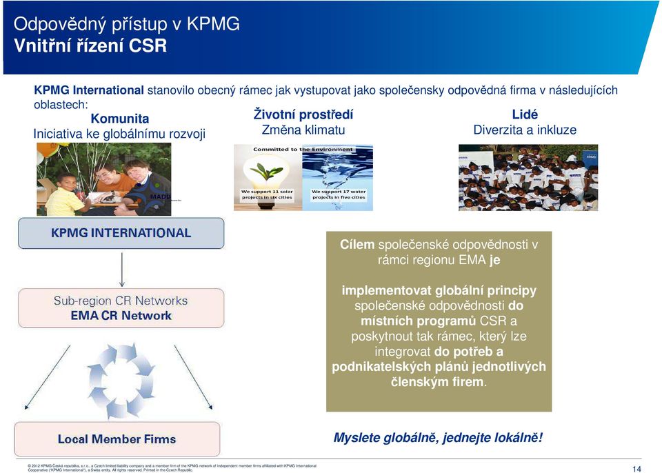 společenské odpovědnosti v rámci regionu EMA je implementovat globální principy společenské odpovědnosti do místních programů CSR a