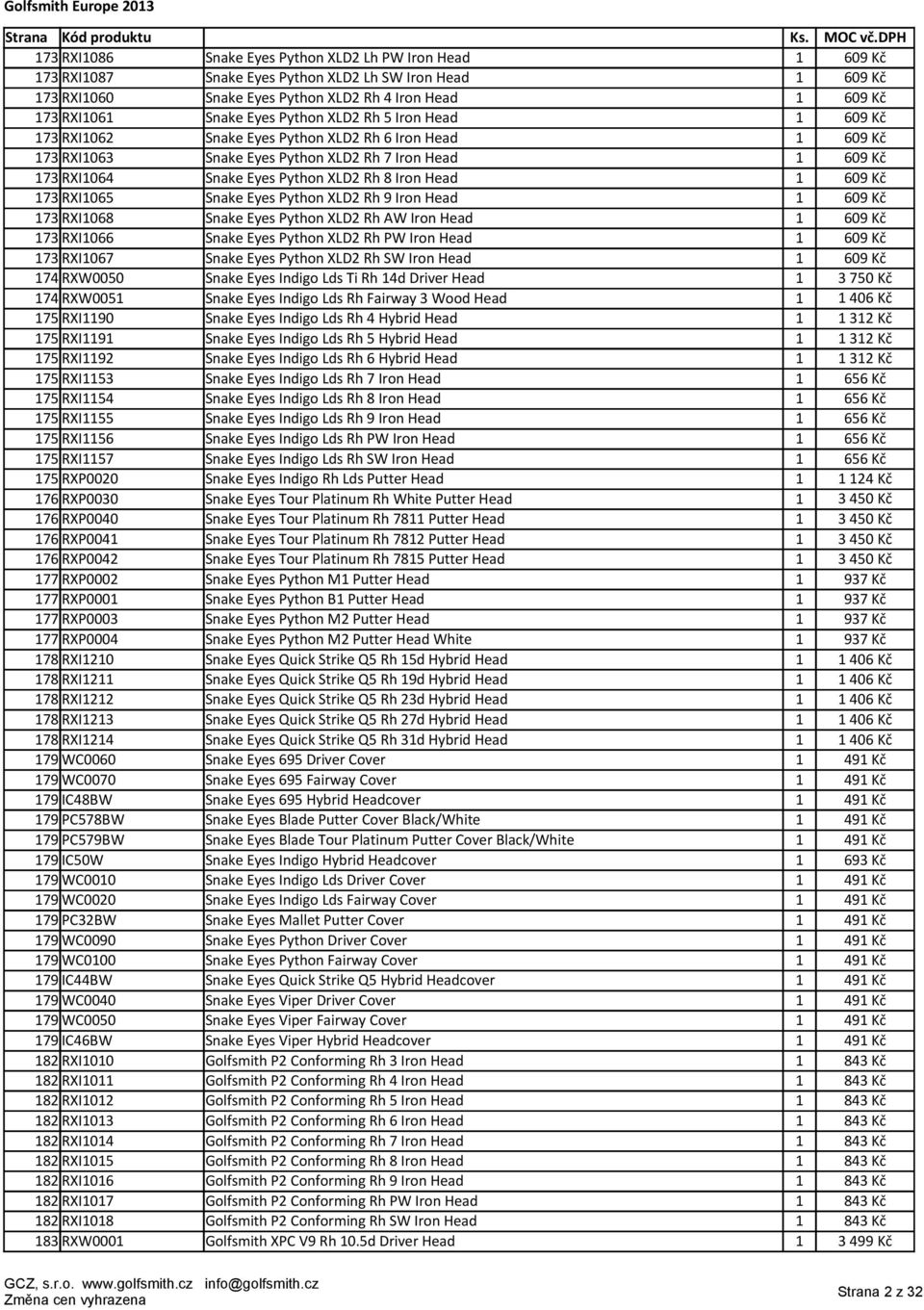 Iron Head 1 609 Kč 173 RXI1065 Snake Eyes Python XLD2 Rh 9 Iron Head 1 609 Kč 173 RXI1068 Snake Eyes Python XLD2 Rh AW Iron Head 1 609 Kč 173 RXI1066 Snake Eyes Python XLD2 Rh PW Iron Head 1 609 Kč