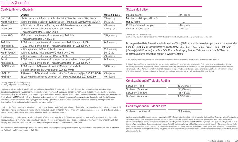 DPH 66,39 (79, ) Víkend+* volání v rámci sítě jen za 0,50 Kč/min.