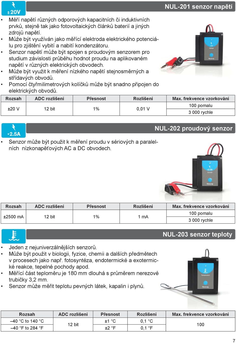 Senzor napětí může být spojen s proudovým senzorem pro studium závislosti průběhu hodnot proudu na aplikovaném napětí v různých elektrických obvodech.