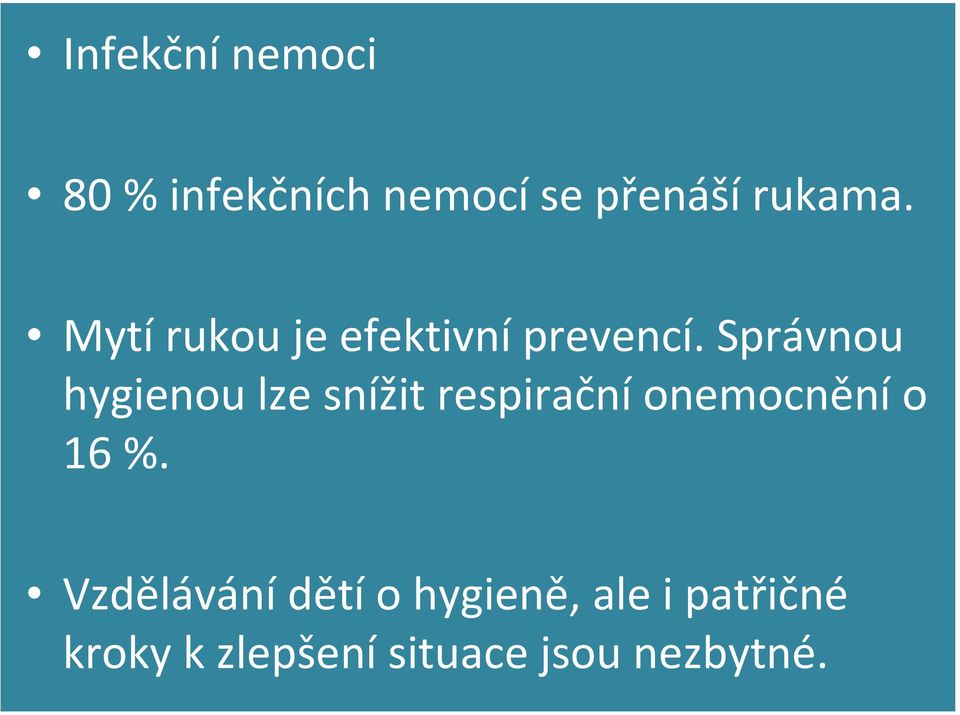 Správnou hygienou lze snížit respirační onemocnění o 16