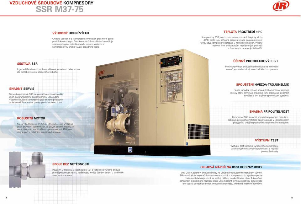 TEPLOTA PROSTŘEDÍ 46 C Kompresory SSR jsou konstruovány pro okolní teploty až do 46 C, proto jsou schopné pracovat všude po celém světě.