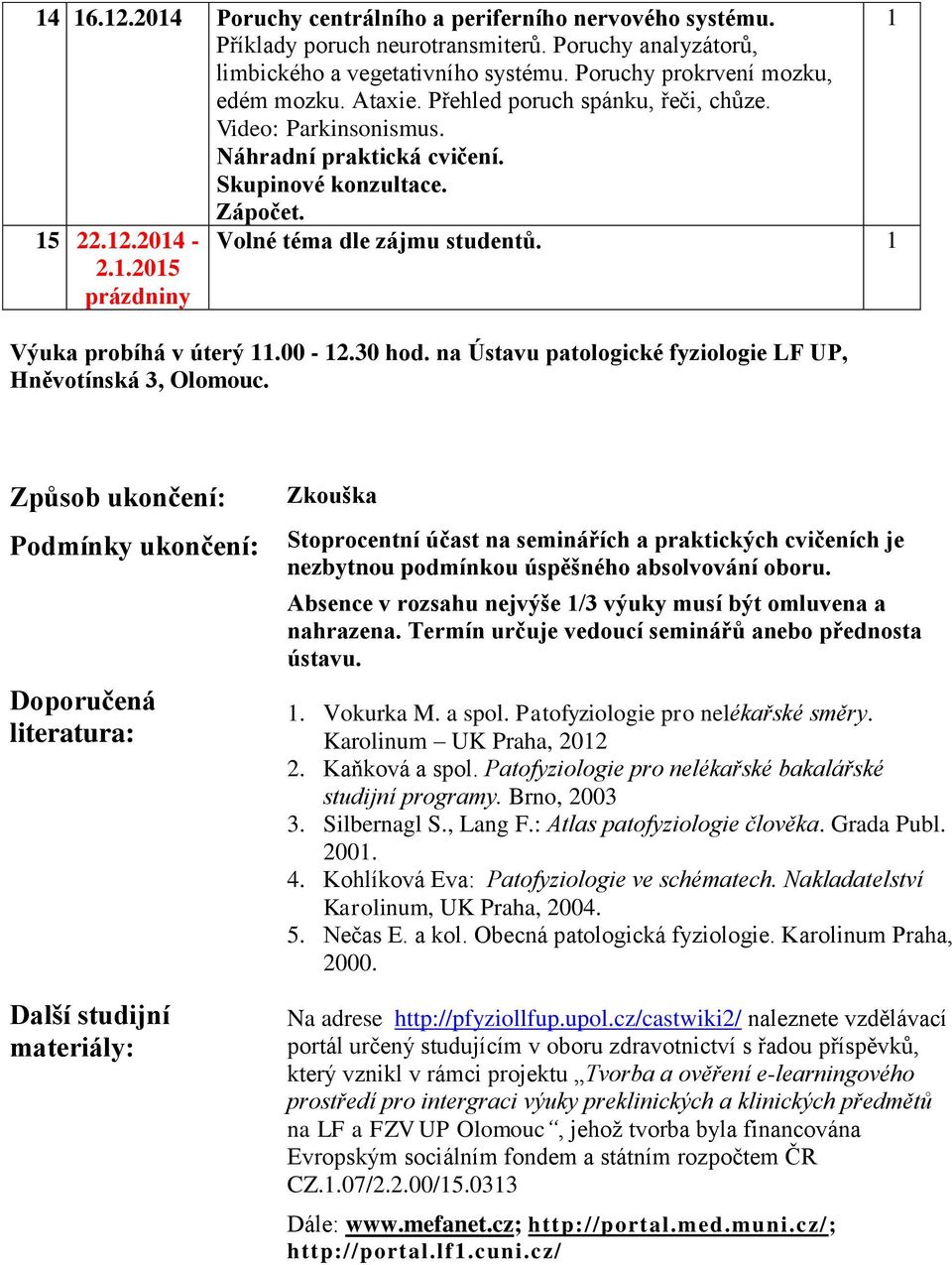 00-2.30 hod. na Ústavu patologické fyziologie LF UP, Hněvotínská 3, Olomouc.