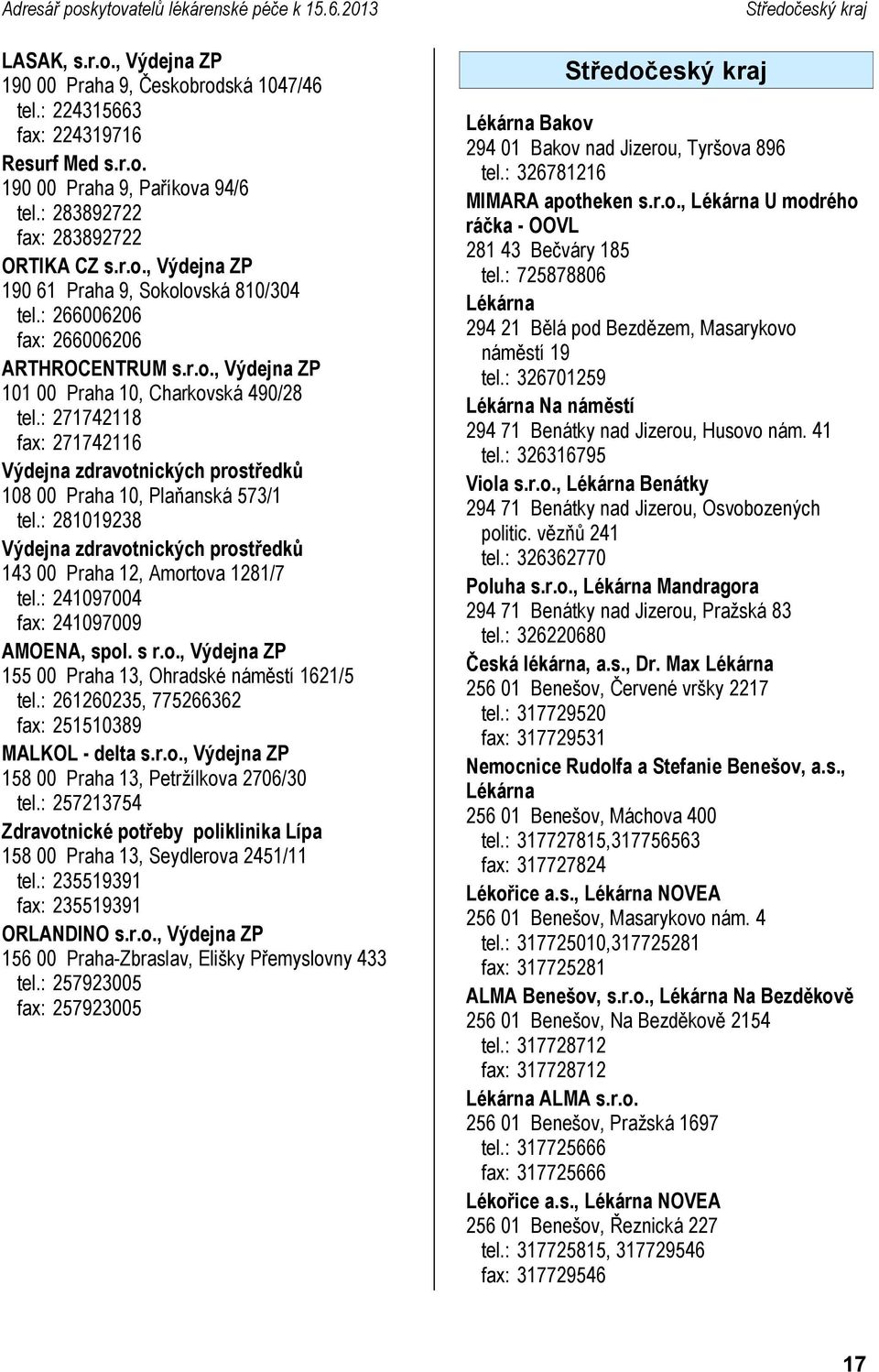 : 271742118 fax: 271742116 Výdejna zdravotnických prostředků 108 00 Praha 10, Plaňanská 573/1 tel.: 281019238 Výdejna zdravotnických prostředků 143 00 Praha 12, Amortova 1281/7 tel.