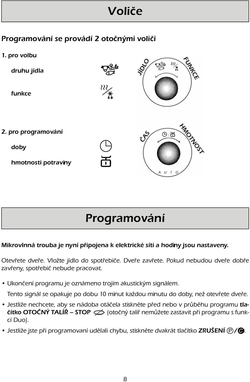 Dveře zavřete. Pokud nebudou dveře dobře zavřeny, spotřebič nebude pracovat. Ukončení programu je oznámeno trojím akustickým signálem.