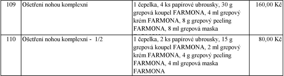 FARMONA, 8 ml grepová maska FARMONA 1 čepelka, 2 ks papírové ubrousky, 15 g grepová koupel