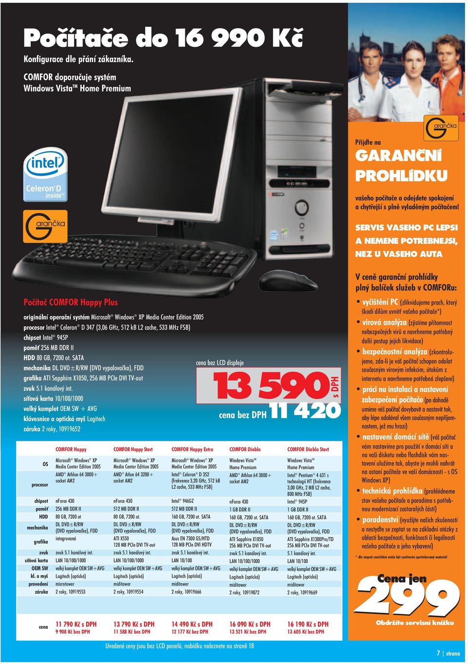 SERVIS VASEHO PC LEPSI A NEMENE POTREBNEJSI, NEZ U VASEHO AUTA Poèítaè COMFOR Happy Plus originální operaèní systém Microsoft Windows XP Media Center Edition 2005 procesor Intel Celeron D 347 (3,06