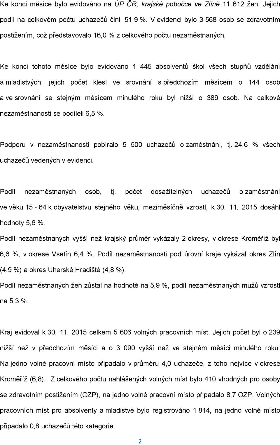 Ke konci tohoto měsíce bylo evidováno 1 445 absolventů škol všech stupňů vzdělání a mladistvých, jejich počet klesl ve srovnání s předchozím měsícem o 144 osob a ve srovnání se stejným měsícem