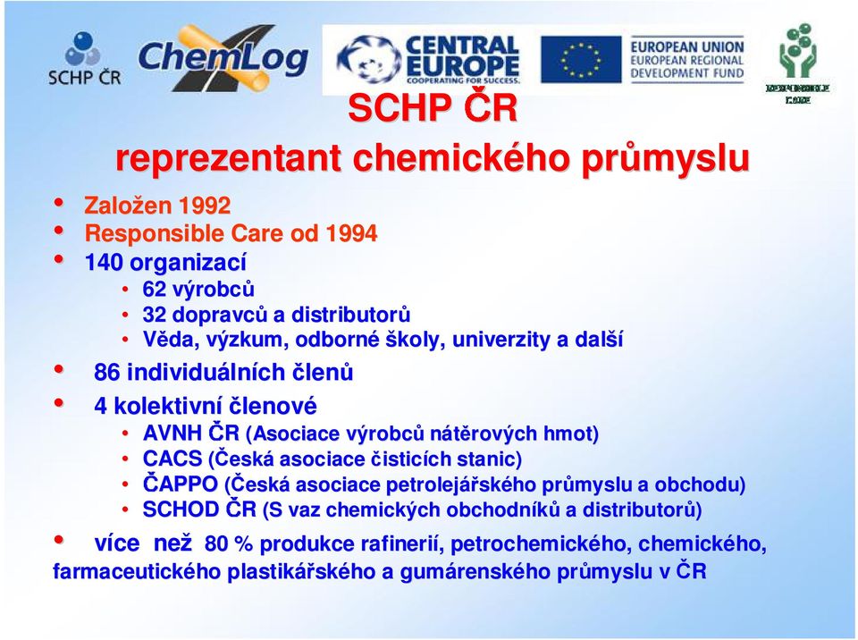 (Česká asociace čisticích ch stanic) ČAPPO (Česká asociace petrolejářsk ského průmyslu a obchodu) SCHOD ČR (S S vaz chemických obchodníků a