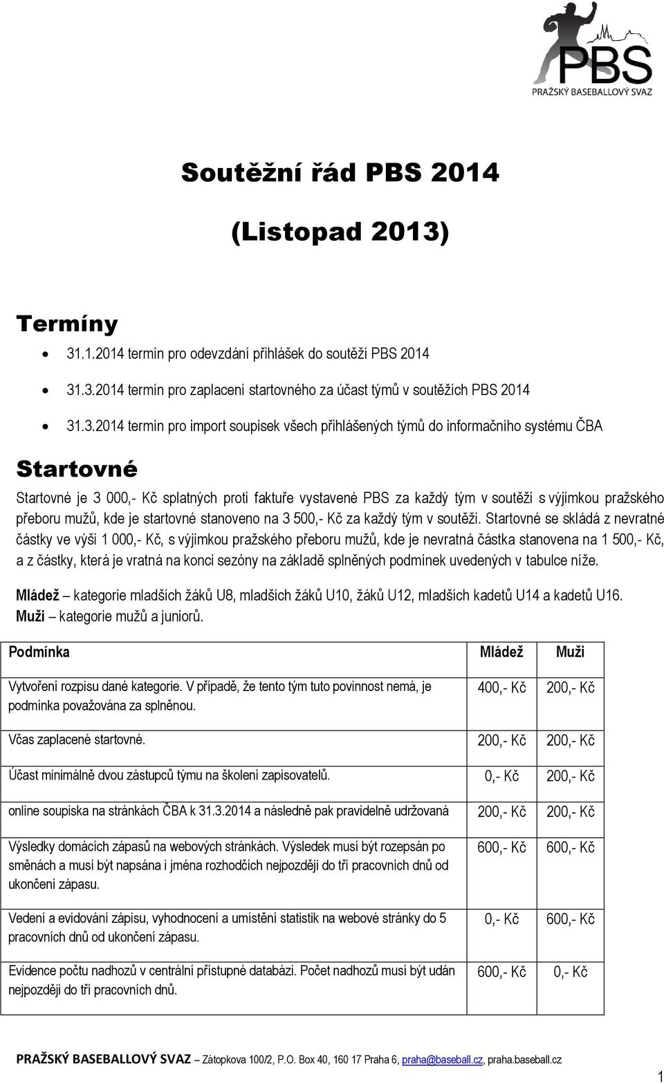 .1.2014 termín pro odevzdání přihlášek do soutěží PBS 2014 31
