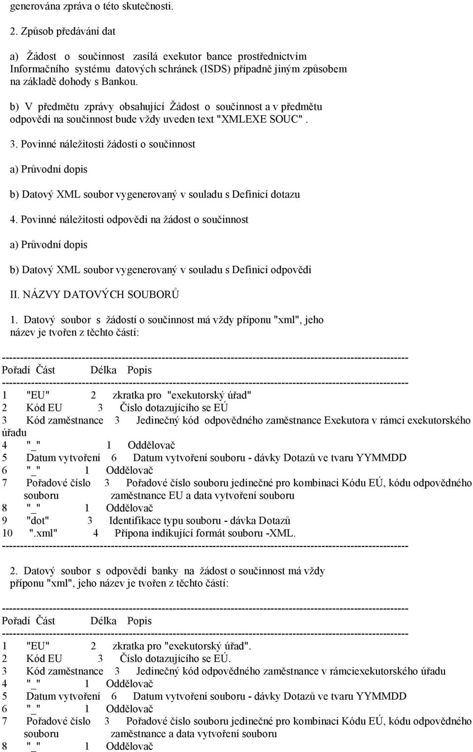 b) V předmětu zprávy obsahující Žádost o součinnost a v předmětu odpovědi na součinnost bude vždy uveden text "XMLEXE SOUC". 3.