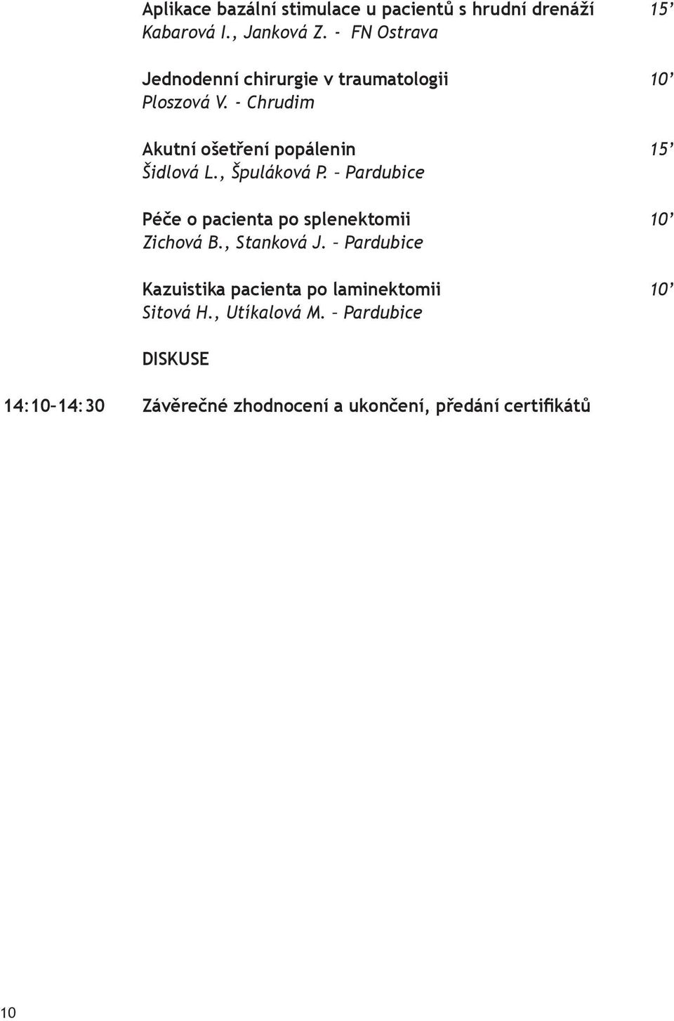 - Chrudim Akutní ošetření popálenin 15 Šidlová L., Špuláková P.