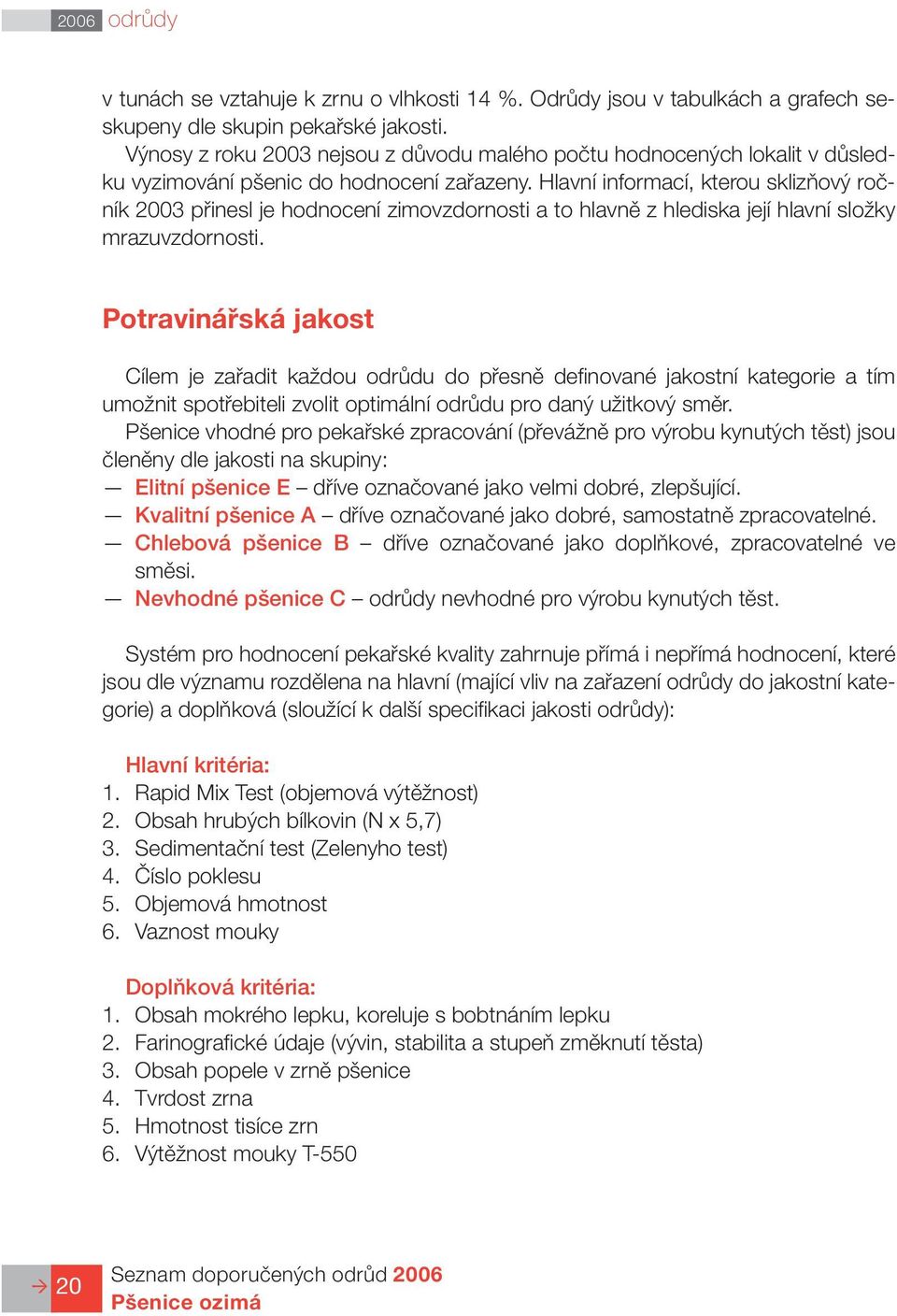 Hlavní informací, kterou sklizňový ročník 2003 přinesl je hodnocení zimovzdornosti a to hlavně z hlediska její hlavní složky mrazuvzdornosti.