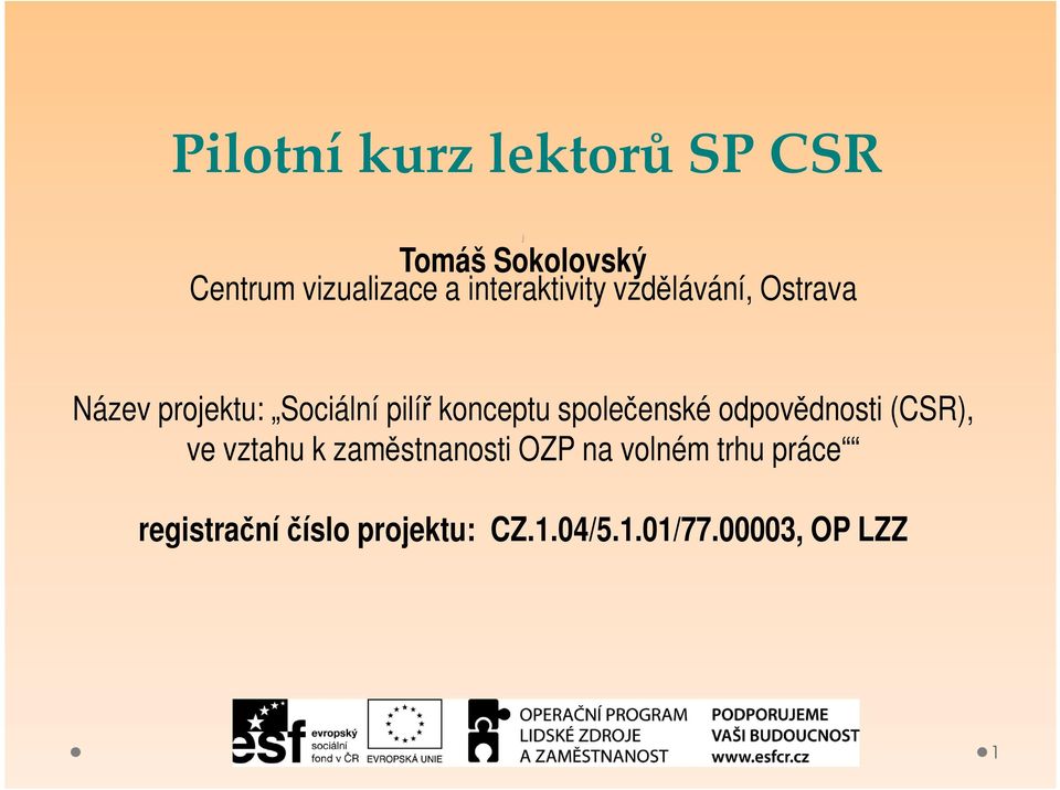 konceptu společenské odpovědnosti (CSR), ve vztahu k zaměstnanosti OZP