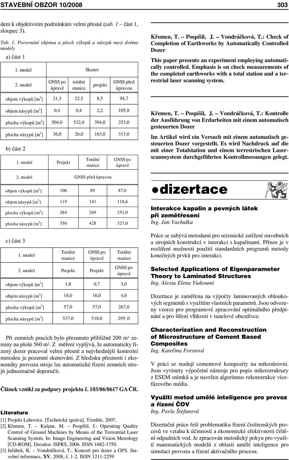 : Check of Completion of Earthworks by Automatically Controlled Dozer This paper presents an experiment employing automatically controlled.