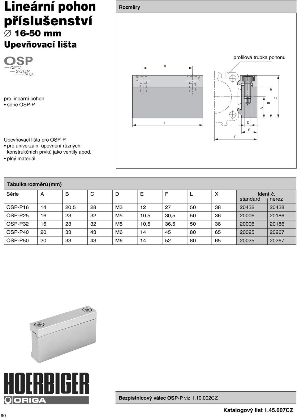 standard nerez OSP-P16 14 20,5 28 M3 12 27 50 38 20432 20438 OSP-P25 16 23 32 M5 10,5 30,5 50 36 20006 20186 OSP-P32 16 23 32 M5 10,5 36,5 50 36