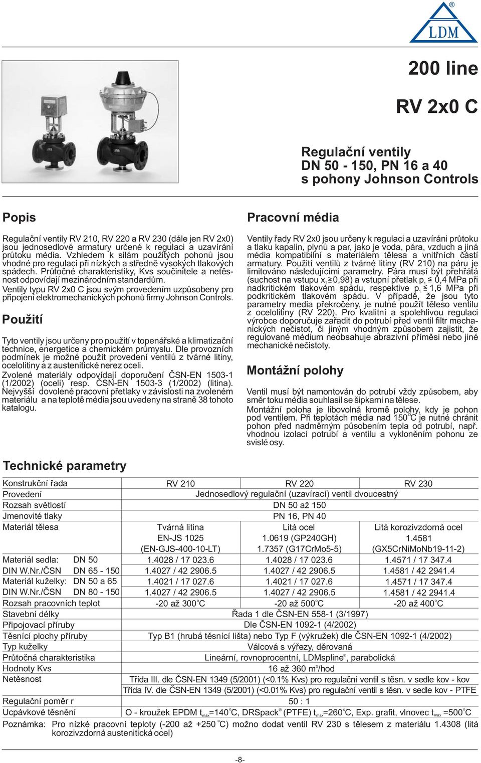 Ventily typu RV x0 C jsu svým prvedením uzpùsbeny pr pøipjení elektrmechanických phnù firmy Jhnsn Cntrls.