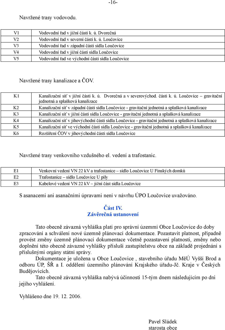 Loučovice Vodovodní řad v západní části sídla Loučovice Vodovodní řad v jižní části sídla Loučovice Vodovodní řad ve východní části sídla Loučovice Navržené trasy kanalizace a ČOV.