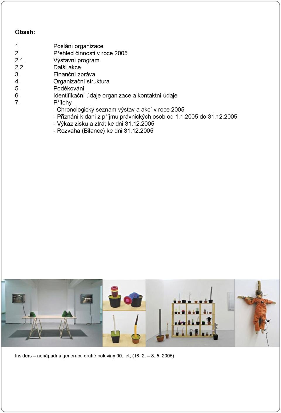 Přílohy - Chronologický seznam výstav a akcí v roce 2005 - Přiznání k dani z příjmu právnických osob od 1.1.2005 do 31.12.