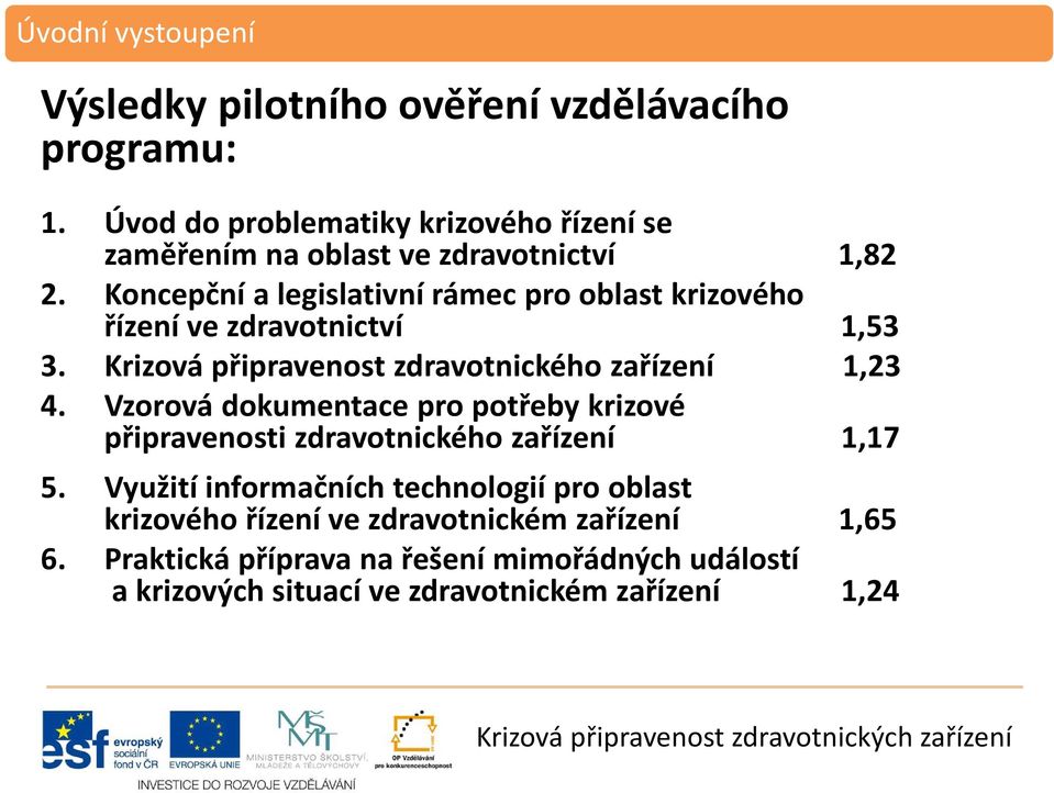 Vzorová dokumentace pro potřeby krizové připravenosti zdravotnického zařízení 1,17 5.