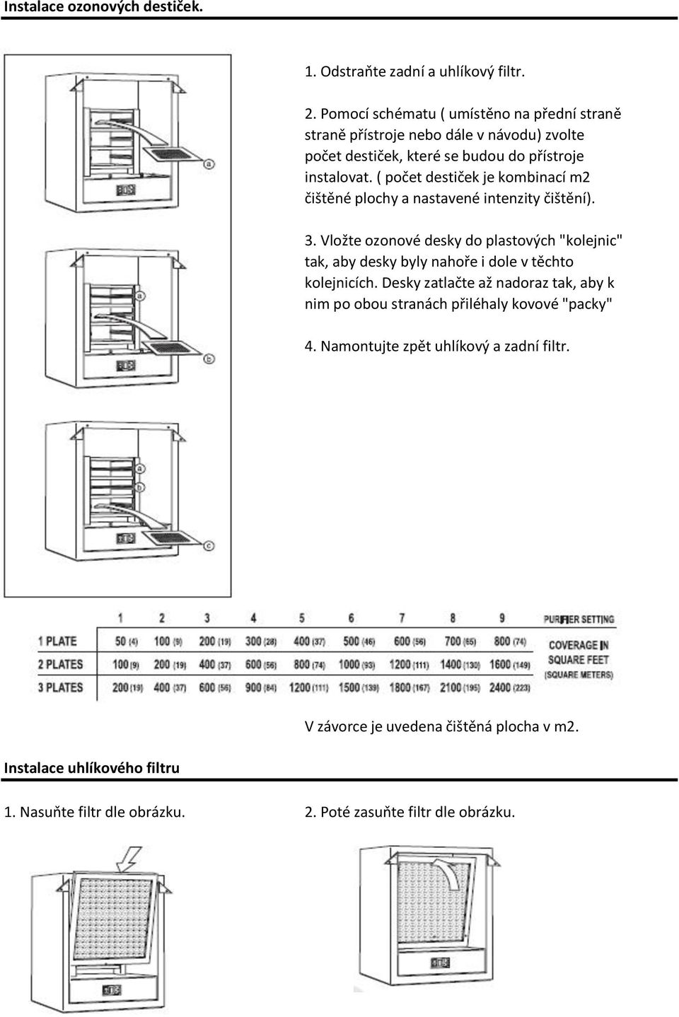 ( počet destiček je kombinací m2 čištěné plochy a nastavené intenzity čištění). 3.