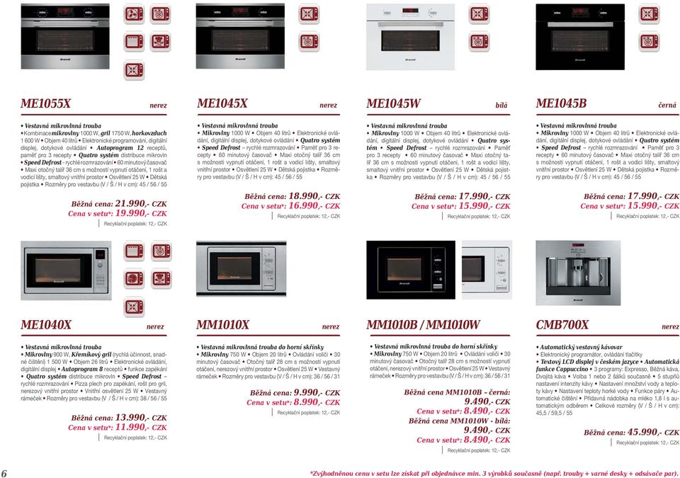 otáčení, 1 rošt a vodicí lišty, smaltový vnitřní prostor Osvětlení 25 W Dětská pojistka Rozměry pro vestavbu (V / Š / H v cm): 45 / 56 / 55 Vestavná mikrovlnná trouba Mikrovlny 1000 W Objem 40 litrů