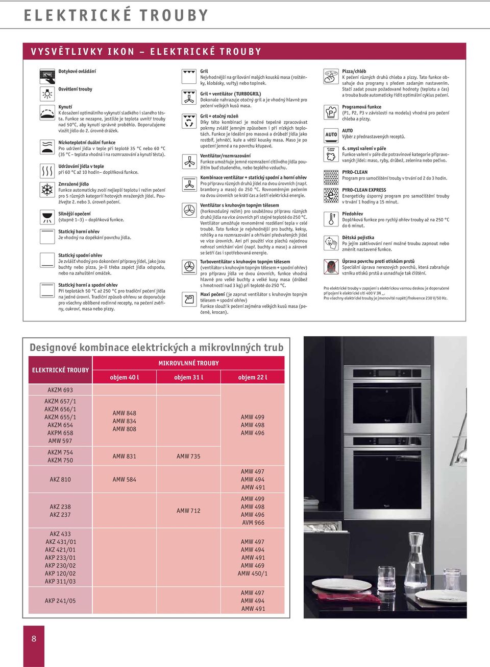 Nízkoteplotní duální funkce Pro udržení jídla v teple při teplotě 35 C nebo 60 C (35 C teplota vhodná i na rozmrazování a kynutí těsta). Udržování jídla v teple při 60 C až 10 hodin doplňková funkce.