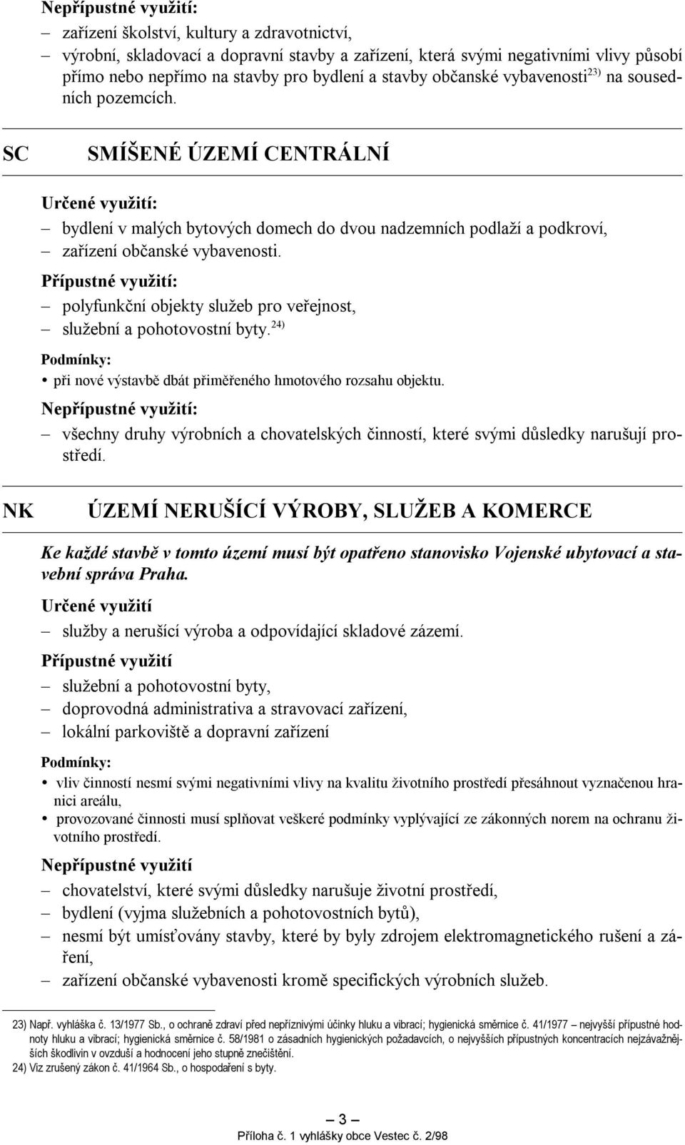 Přípustné využití: polyfunkční objekty služeb pro veřejnost, služební a pohotovostní byty. 24) Podmínky: při nové výstavbě dbát přiměřeného hmotového rozsahu objektu.