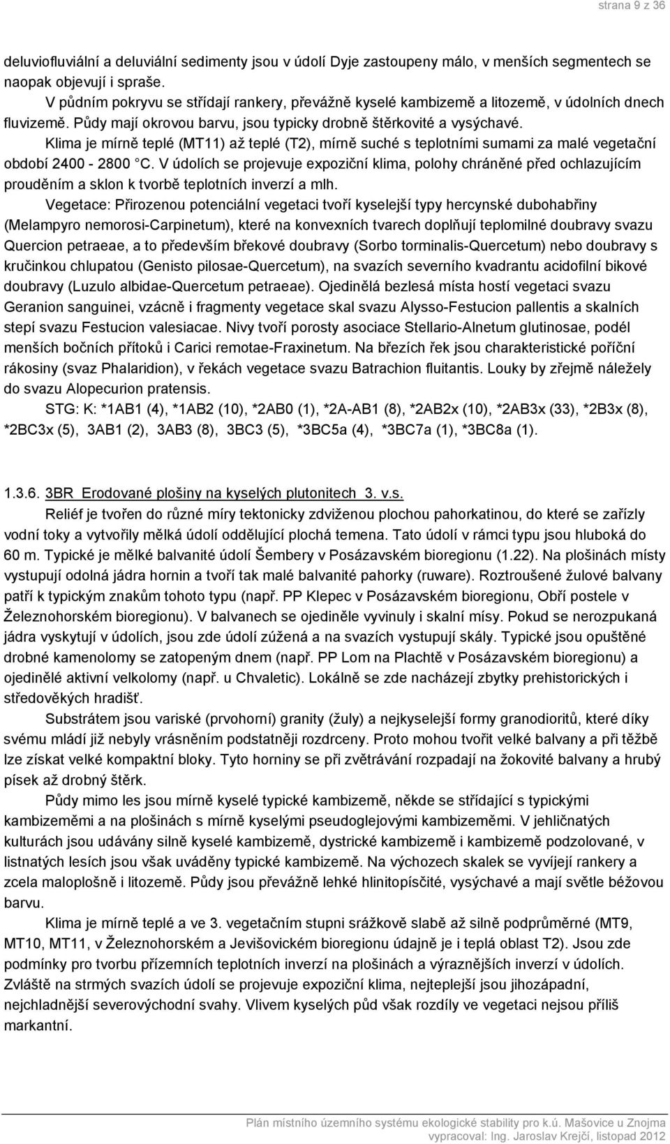 Klima je mírně teplé (MT11) až teplé (T2), mírně suché s teplotními sumami za malé vegetační období 2400-2800 C.