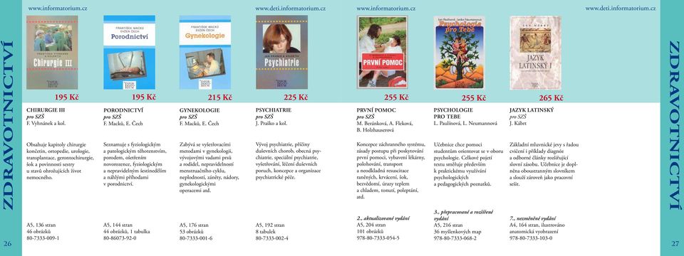 A5, 136 stran 46 obrázků 80-7333-009-1 195 Kč Porodnictví F. Macků, E.
