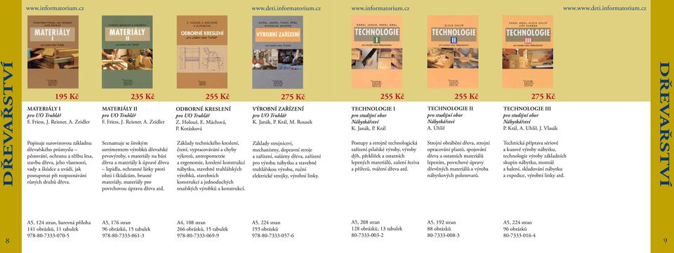 A5, 124 stran, barevná příloha 141 obrázků, 11 tabulek 978-80-7333-070-5 235 Kč materiály ii pro UO Truhlář F. Friess, J. Reisner, A.