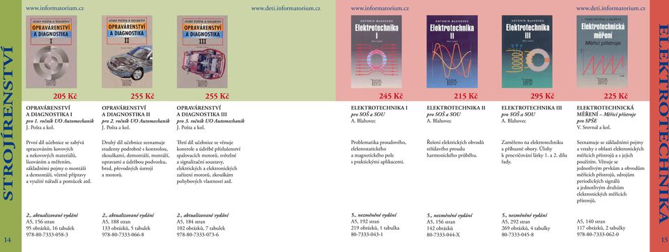 A5, 156 stran 95 obrázků, 16 tabulek 978-80-7333-058-3 opravárenství a diagnostika ii pro 2. ročník UO Automechanik J. Pošta a kol.