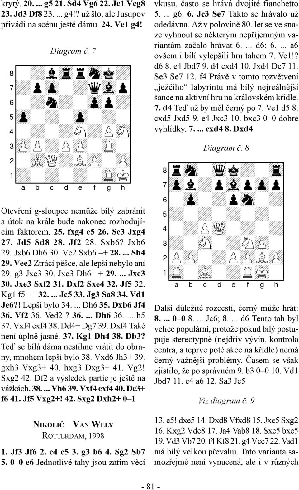 Sxb6? Jxb6 29. Jxb6 Dh6 30. Vc2 Sxb6 + Ztrácí pěšce, ale lepší nebylo ani 29. g3 Jxe3 30. Jxe3 Dh6 + Lepší bylo 36. Ved2!? 36.... h5 37. Vxf4 exf4 38. Dd4+ Dg7 39. Dxf4 Také není úplně jasné.