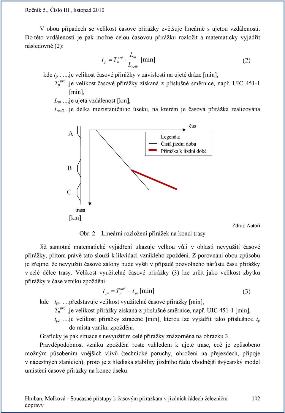 ..je velikost ové přirážky v závislosti na ujeté dráze [min], T p urč.je velikost ové přirážky získaná z příslušné směrnice, např. UIC 451-1 [min], L uj...je ujetá vzdálenost [km], L celk.