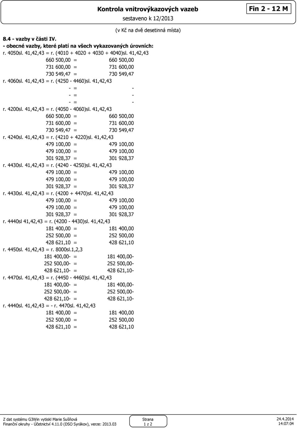 41,42,43 660 500,00 = 660 500,00 731 600,00 = 731 600,00 730 549,47 = 730 549,47 r. 4240sl. 41,42,43 = r. (4210 + 4220)sl.