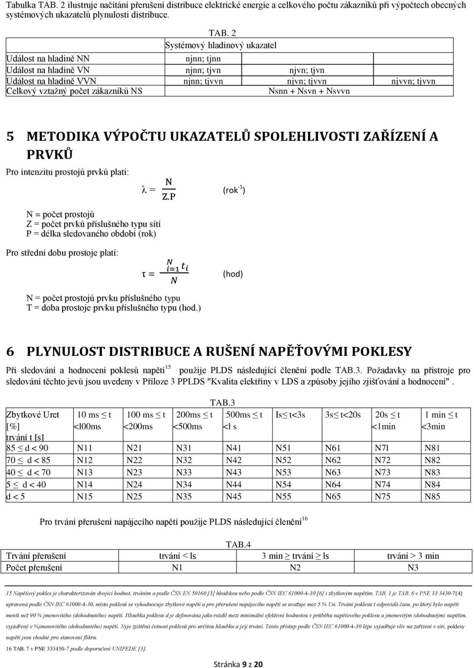 2 Systémový hladinový ukazatel Událost na hladině NN njnn; tjnn Událost na hladině VN njnn; tjvn njvn; tjvn Událost na hladině VVN njnn; tjvvn njvn; tjvvn njvvn; tjvvn Celkový vztažný počet zákazníků