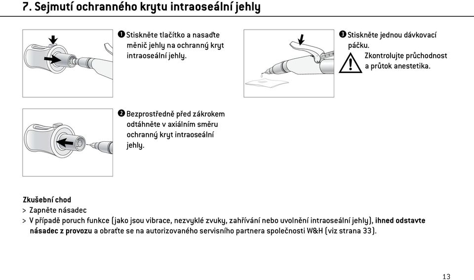 Bezprostředně před zákrokem odtáhněte v axiálním směru ochranný kryt intraoseální jehly.