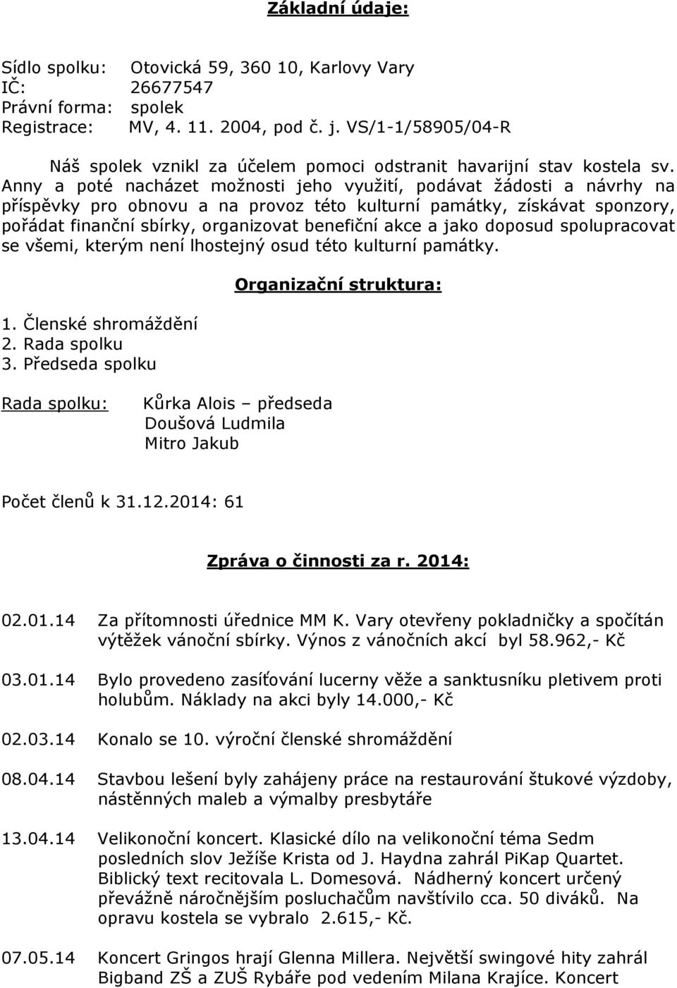 Anny a poté nacházet možnosti jeho využití, podávat žádosti a návrhy na příspěvky pro obnovu a na provoz této kulturní památky, získávat sponzory, pořádat finanční sbírky, organizovat benefiční akce